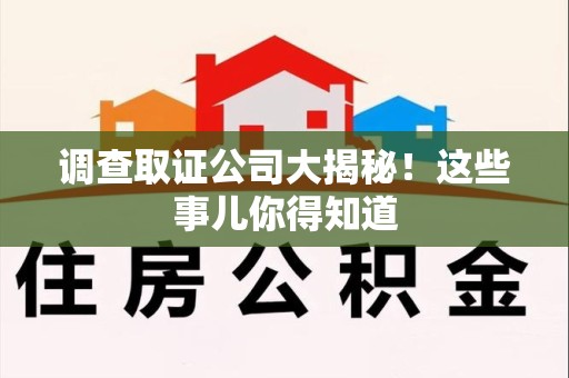城厢调查取证公司大揭秘！这些事儿你得知道