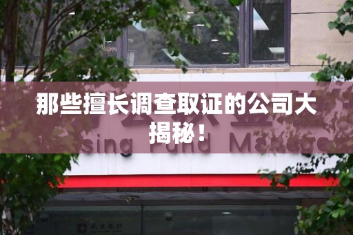 城厢那些擅长调查取证的公司大揭秘！