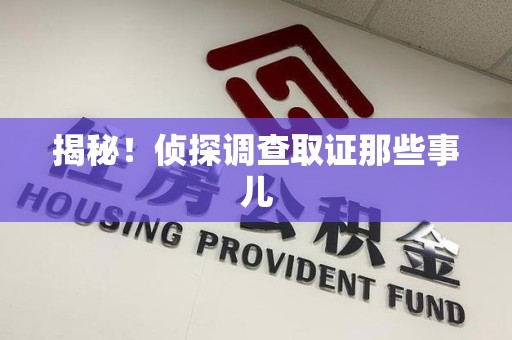 城厢揭秘！侦探调查取证那些事儿