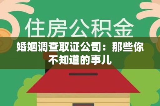 城厢婚姻调查取证公司：那些你不知道的事儿