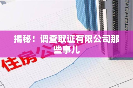 城厢揭秘！调查取证有限公司那些事儿