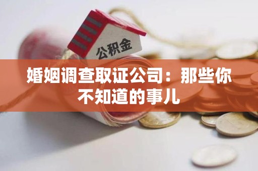 城厢婚姻调查取证公司：那些你不知道的事儿