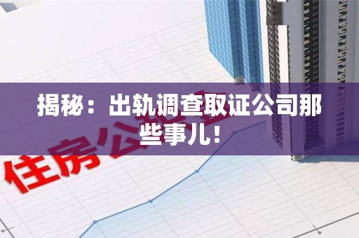 城厢揭秘：出轨调查取证公司那些事儿！