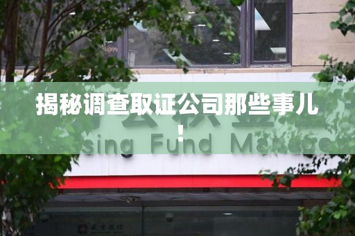 城厢揭秘调查取证公司那些事儿！
