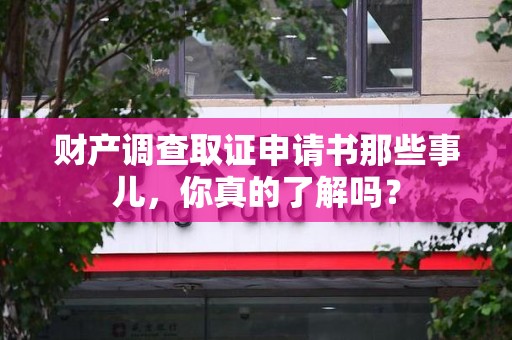 城厢财产调查取证申请书那些事儿，你真的了解吗？