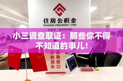 城厢小三调查取证：那些你不得不知道的事儿！