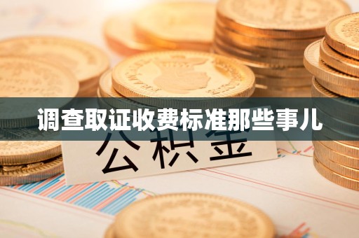 城厢调查取证收费标准那些事儿