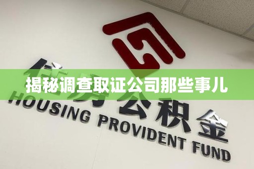 城厢揭秘调查取证公司那些事儿