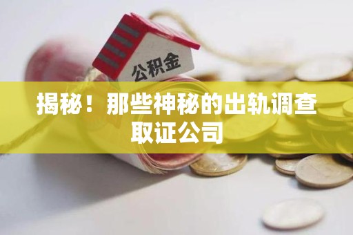 城厢揭秘！那些神秘的出轨调查取证公司