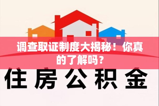 城厢调查取证制度大揭秘！你真的了解吗？
