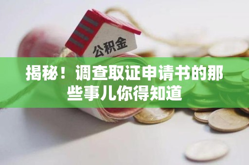 城厢揭秘！调查取证申请书的那些事儿你得知道