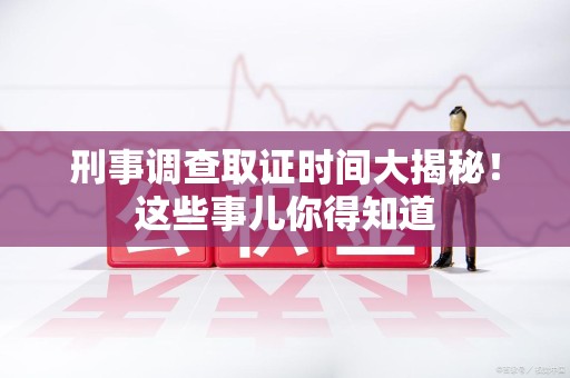 城厢刑事调查取证时间大揭秘！这些事儿你得知道