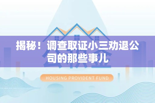 城厢揭秘！调查取证小三劝退公司的那些事儿