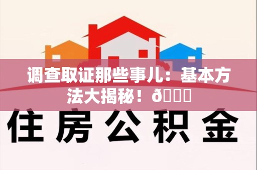 城厢调查取证那些事儿：基本方法大揭秘！😎