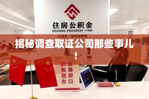 城厢揭秘调查取证公司那些事儿！