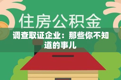 城厢调查取证企业：那些你不知道的事儿