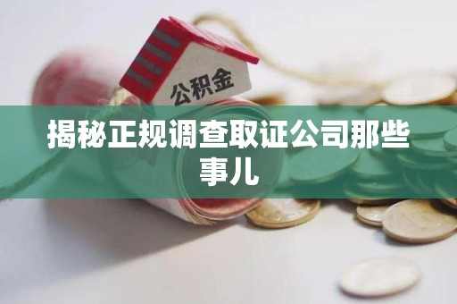 城厢揭秘正规调查取证公司那些事儿