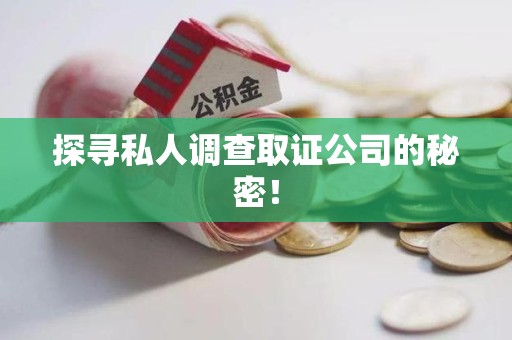 城厢探寻私人调查取证公司的秘密！