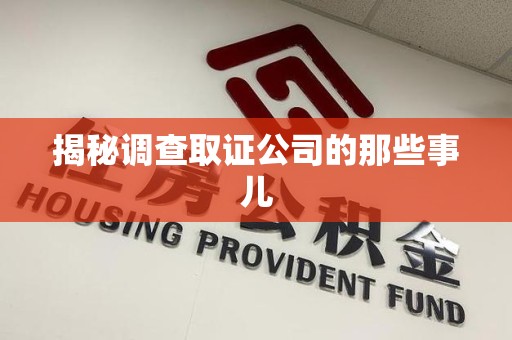 城厢揭秘调查取证公司的那些事儿