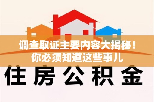 城厢调查取证主要内容大揭秘！你必须知道这些事儿